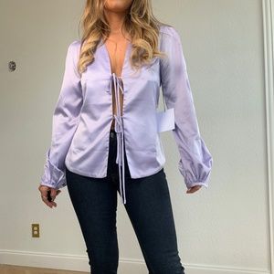 Revolve Lavender Silk Tie Top